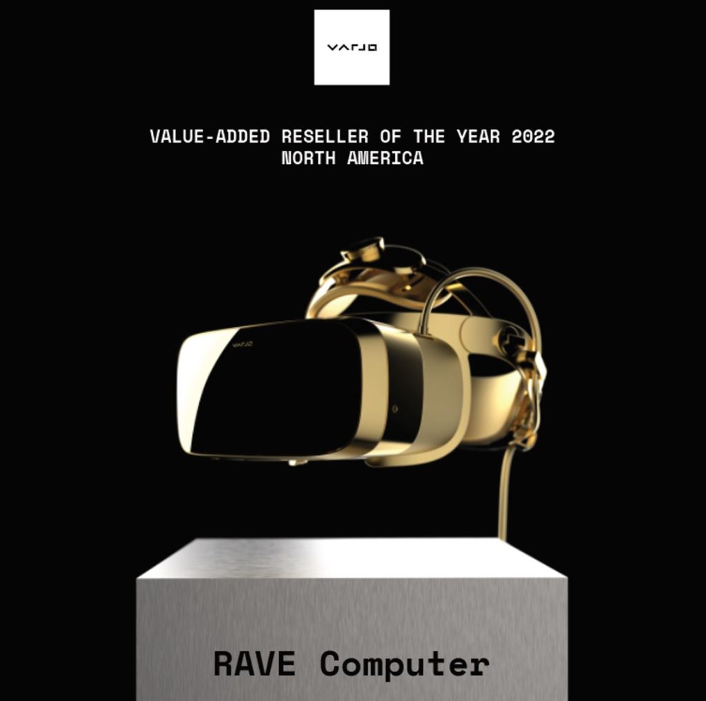RAVE Computer is Varjo's North American Value-Added Reseller of the Year for 2021, 2022, and 2023