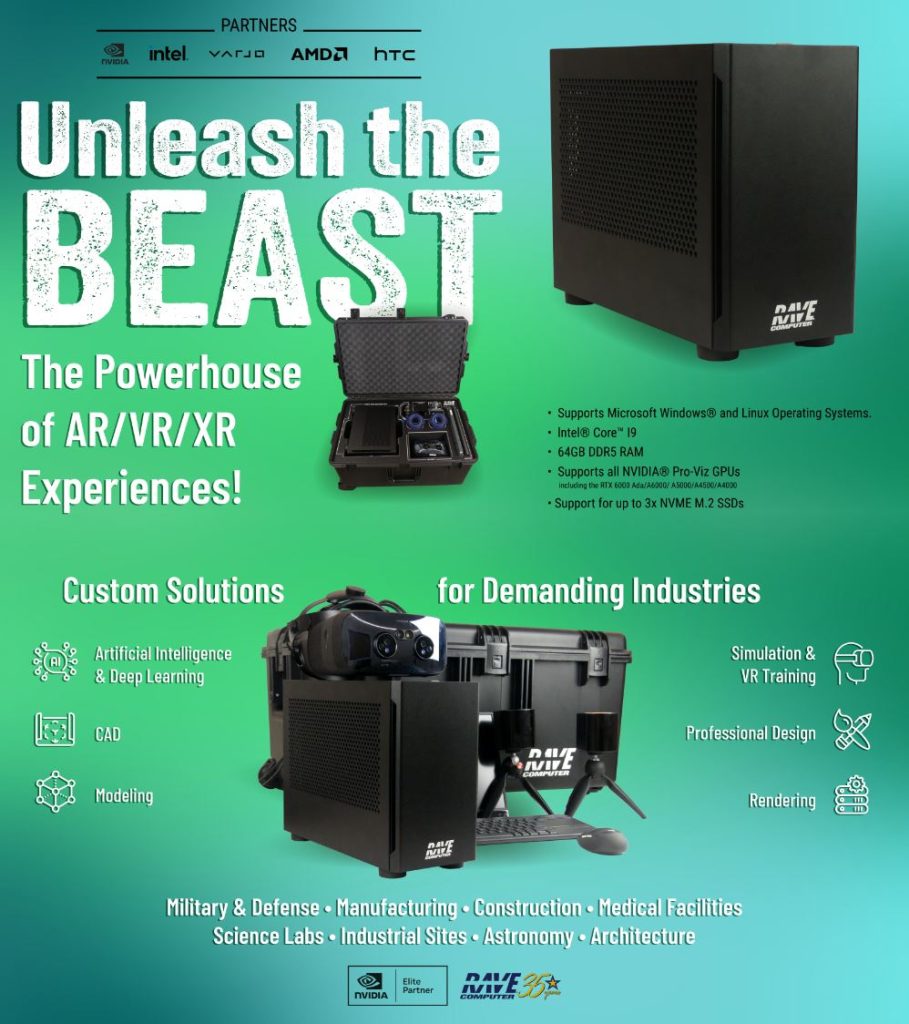 Unleash the RenderBEAST Workstation on multiple industries and use cases, including AR/VR/XR