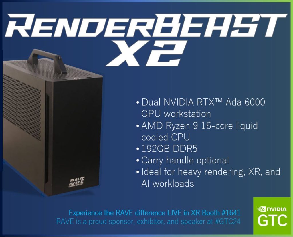 NEW RenderBEAST X2 workstation features dual Ada GPUs, AMD Ryzen liquid cooled CPU, ideal for heavy rendering, XR, AI workloads